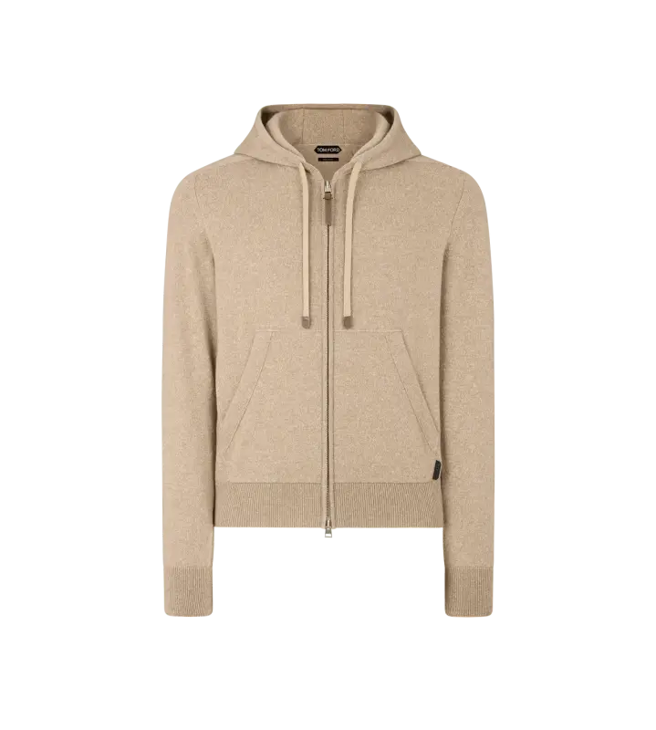 CASHMERE MERINO ZIP HOODIE STONE online